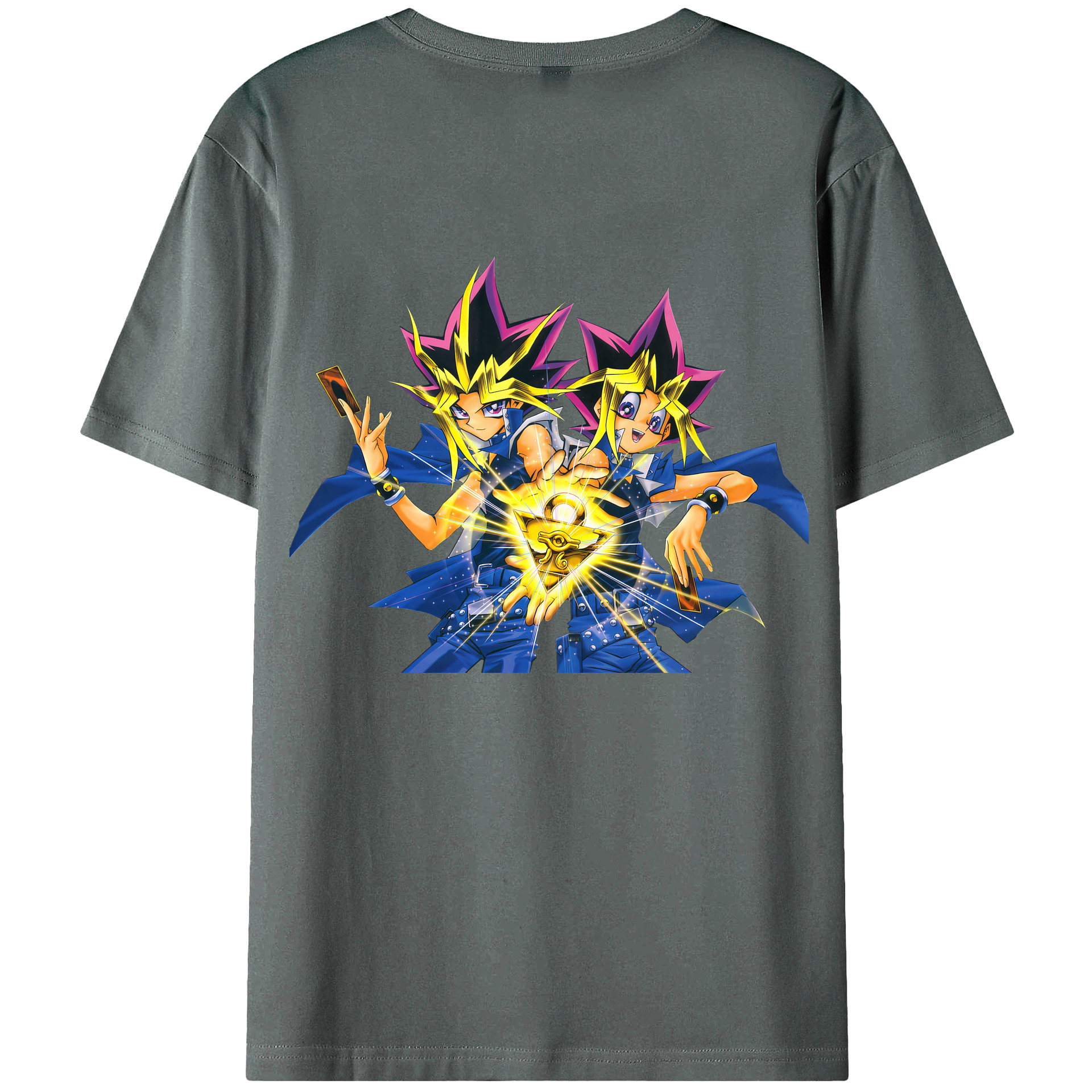 （画像用） 遊☆戯☆王 Yu-Gi-Oh! 綿100％ メンズ半袖Tシャツ（バックプリント） 通気性